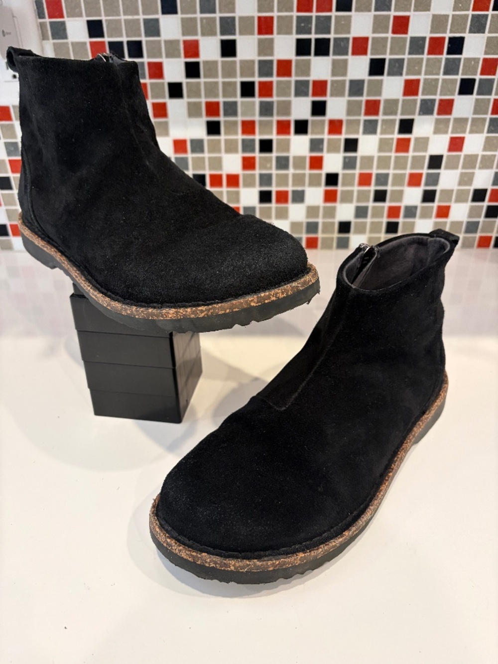 Birkenstock Uppsala Mid Black Suede Zip Boots - 40 EU (9 - 9.5 US)